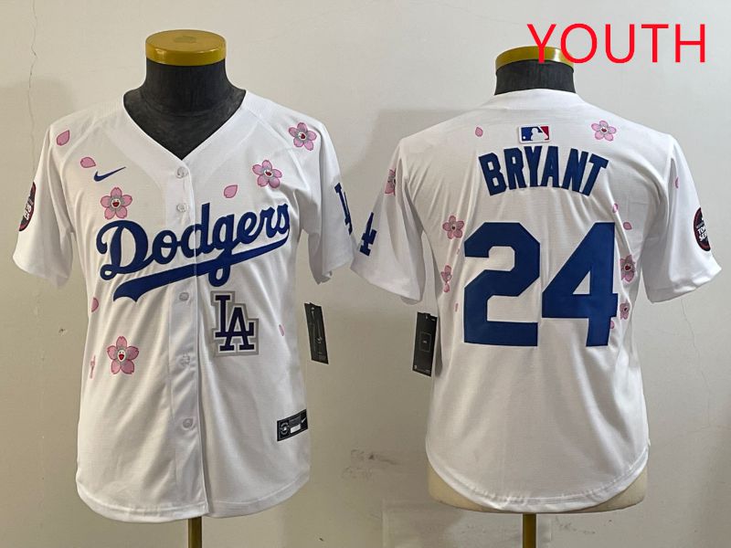Youth Los Angeles Dodgers #24 Bryant White Sakura Edition 2025 Nike MLB Jersey style 12
